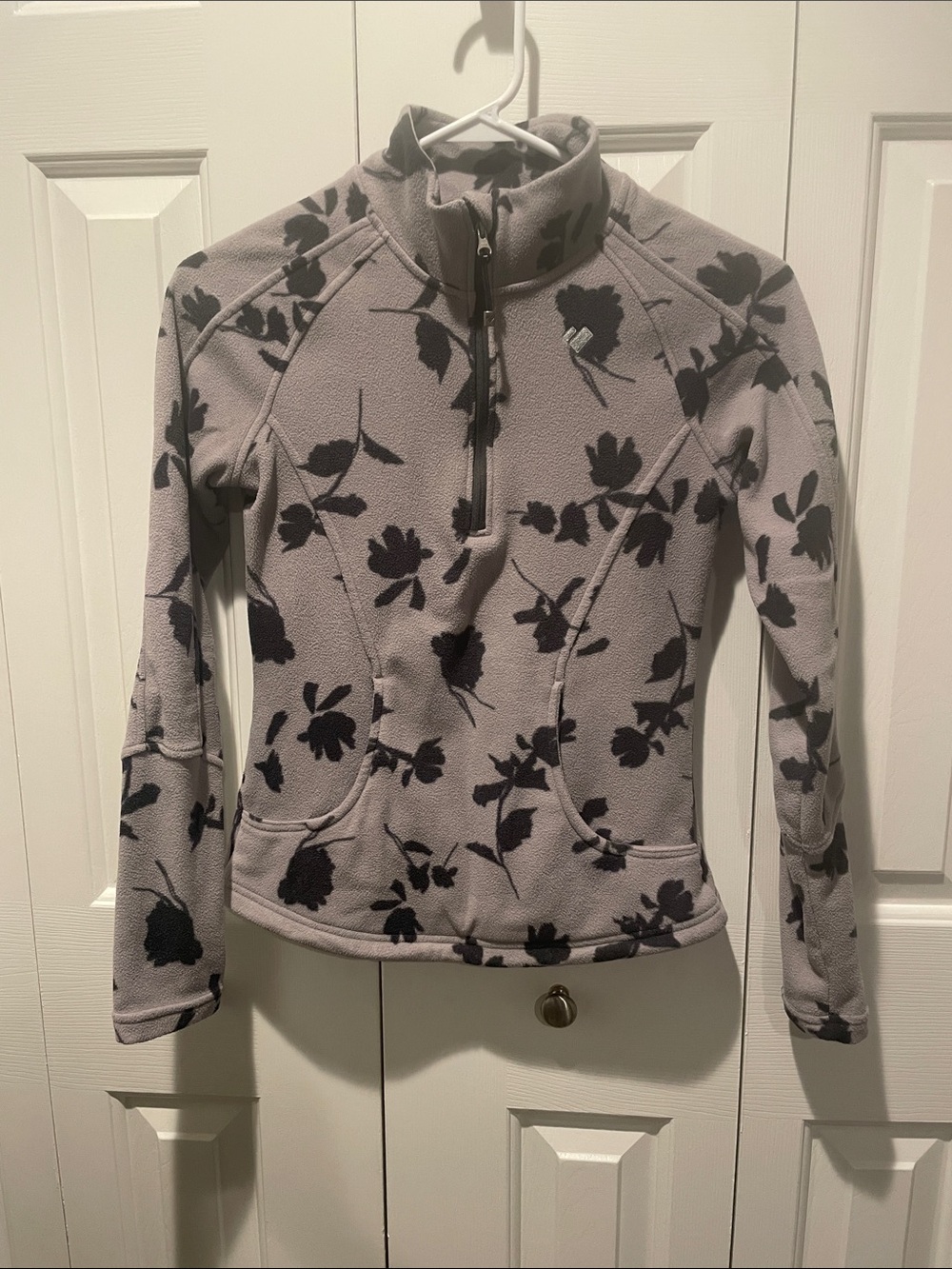 Obermeyer Floral Fleece Pullover Quarter Zip Gray Black XS - Picture 1 of 6